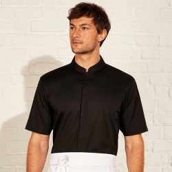 Men's Mandarin Collar Bar Shirt Short Sleeve