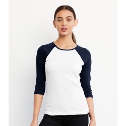 Women's Baby Rib 3/4 Sleeve Contrast T-Shirt