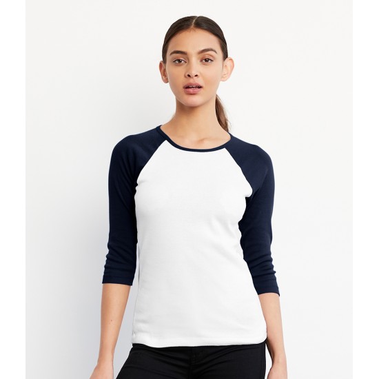Women's Baby Rib 3/4 Sleeve Contrast T-Shirt